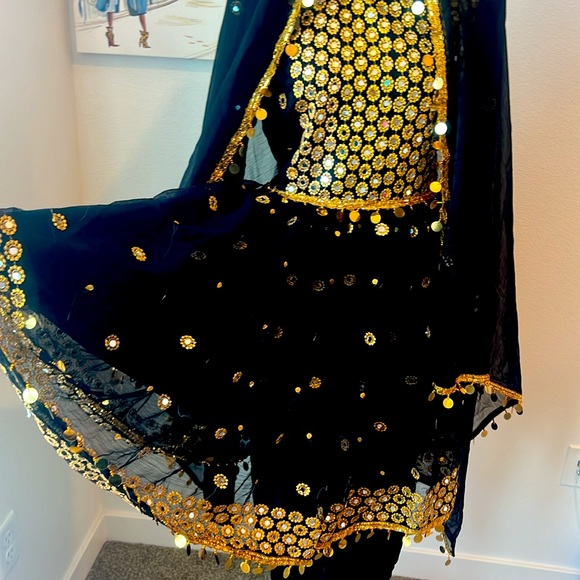 🖤Beautiful dress with scarf and pants in  black color, brand new, - Picture 4 of 5